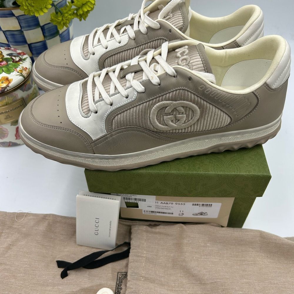 Men's Gucci Mac 80 low top leather  sneakers size 11 fits 11.5 US made in Italy - Picture 10 of 13
